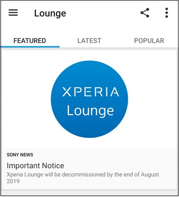 سونی نرمافزار Xperia Lounge را غیر فعال میکند سونی نرم افزار Xperia Lounge را از بین میبرد