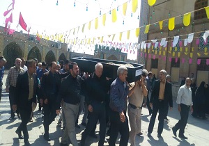 تشییع پیکر پدر شهیدان محمودیان در قزوین