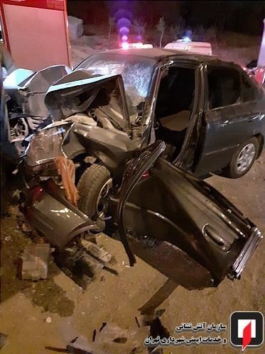 مرگ راننده جوان در اتاقک متلاشی شده 