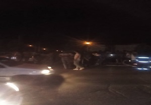 تصادف دو خودرو و واژگونی یکی از آنها در خرمشهر