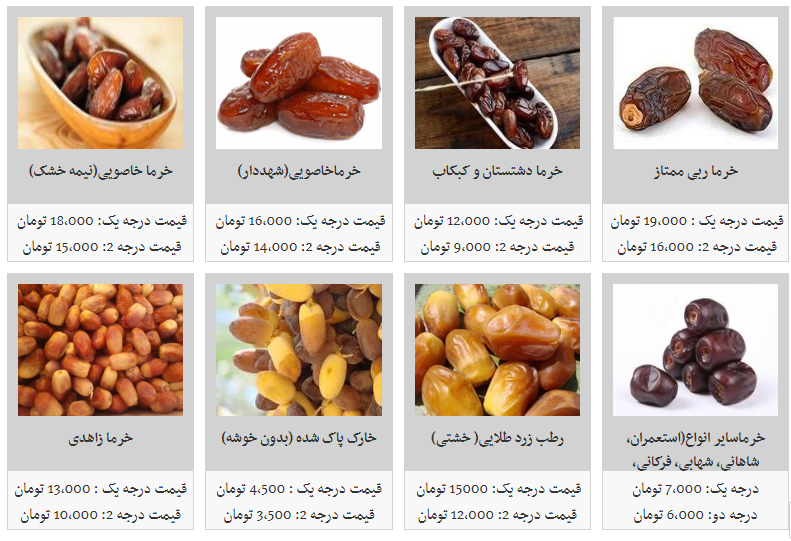 انواع خرما در بازار + قیمت