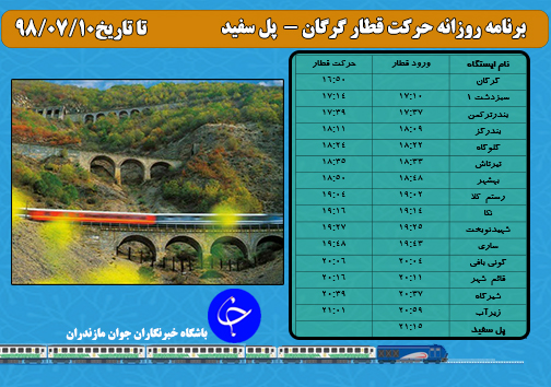 برنامه حرکت قطار راه آهن شمال