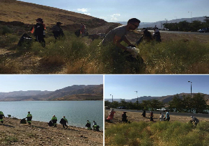 پاکسازی حاشیه سد مهاباد به کمک کوهنوردان و پاکبانان