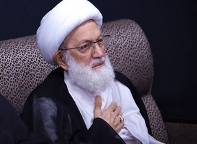 اشک&zwnj;های شیخ عیسی قاسم در روضه امام حسین (ع) +فیلم