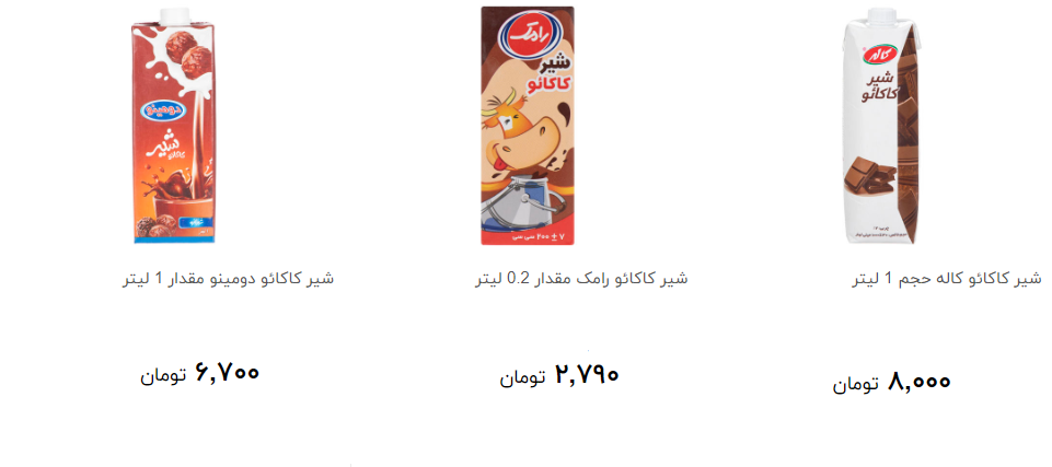 انواع شیر کاکائو + قیمت