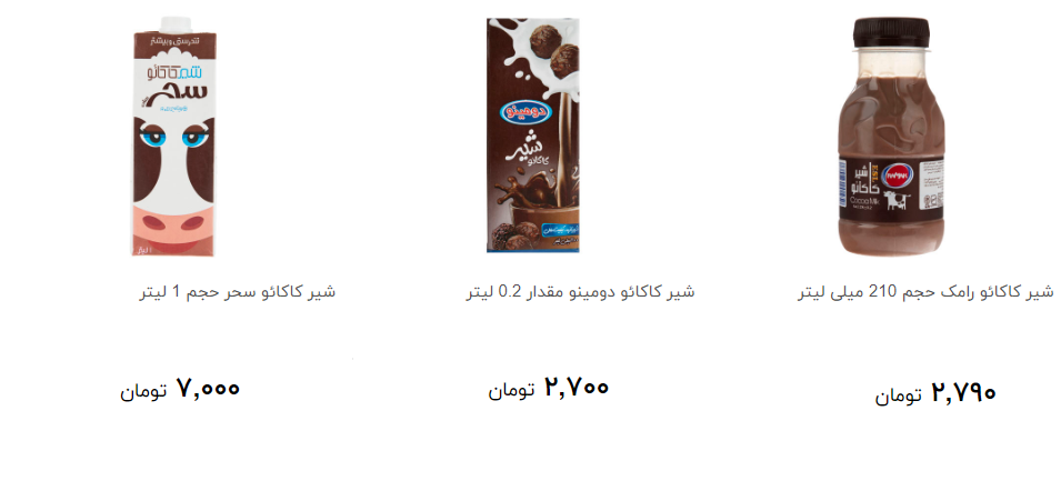 انواع شیر کاکائو + قیمت