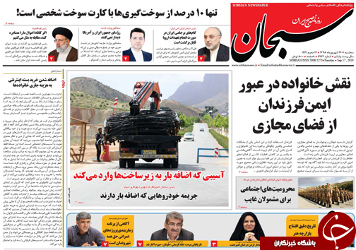 تصاویر صفحه نخست روزنامه&zwnj;های فارس روز ۲۵ شهریور سال ۱۳۹۸