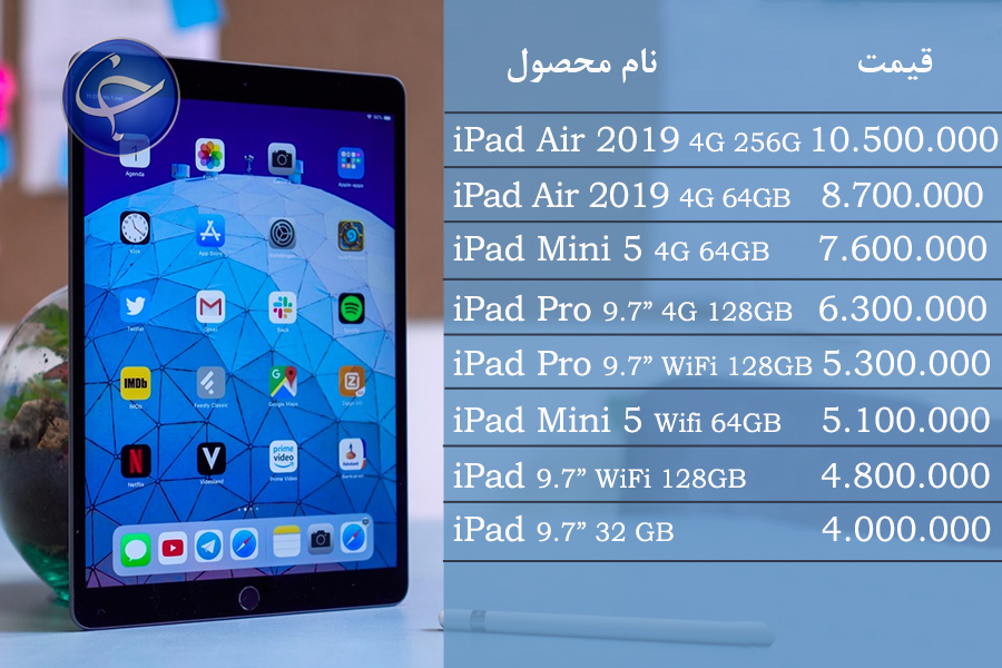 آخرین قیمت انواع تبلت در بازار (تاریخ ۳۱ شهریور) + جدول