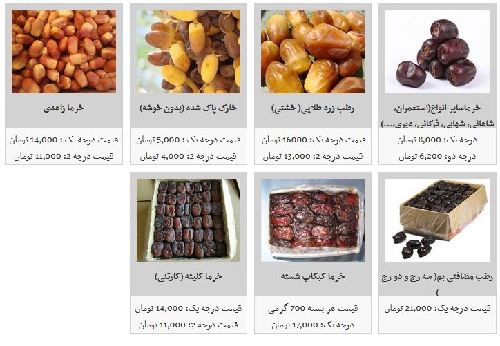 قیمت انواع خرما در غرفه های تره بار