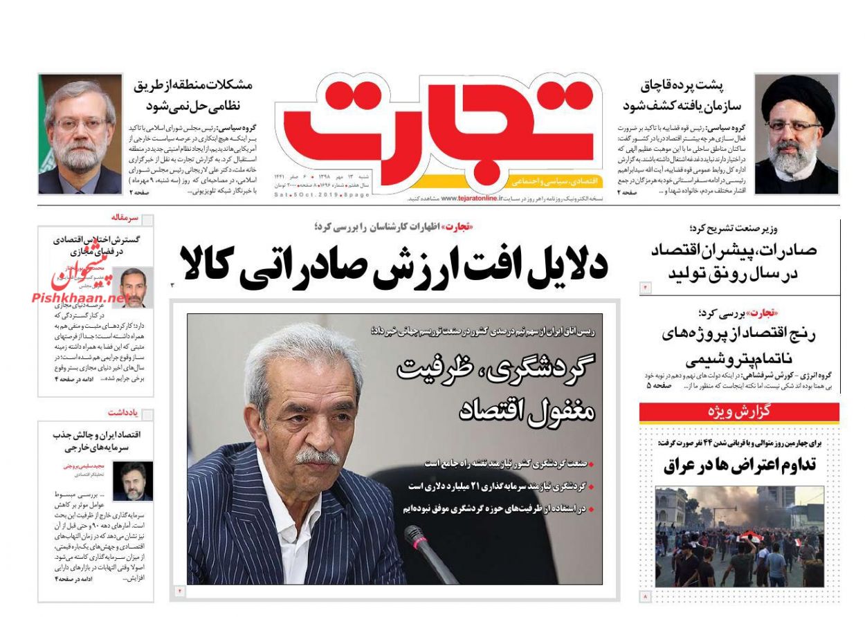 صفحه نخست روزنامههای اقتصادی 13 مهرماه صفحه نخست روزنامههای اقتصادی 13 مهرماه