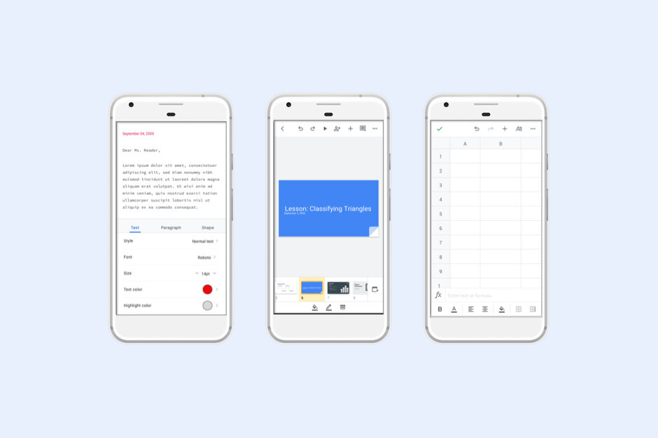 ظاهر نرم افزارهای Google's Docs، Sheets و Slides تغییر کرد