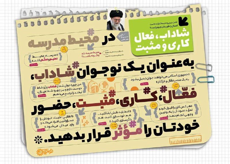 توصیه های جالب رهبری به دانش آموران + عکس نوشته