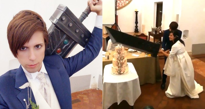 تصمیم عجیب عروس و داماد برای بریدن کیک عروسی! + فیلم///