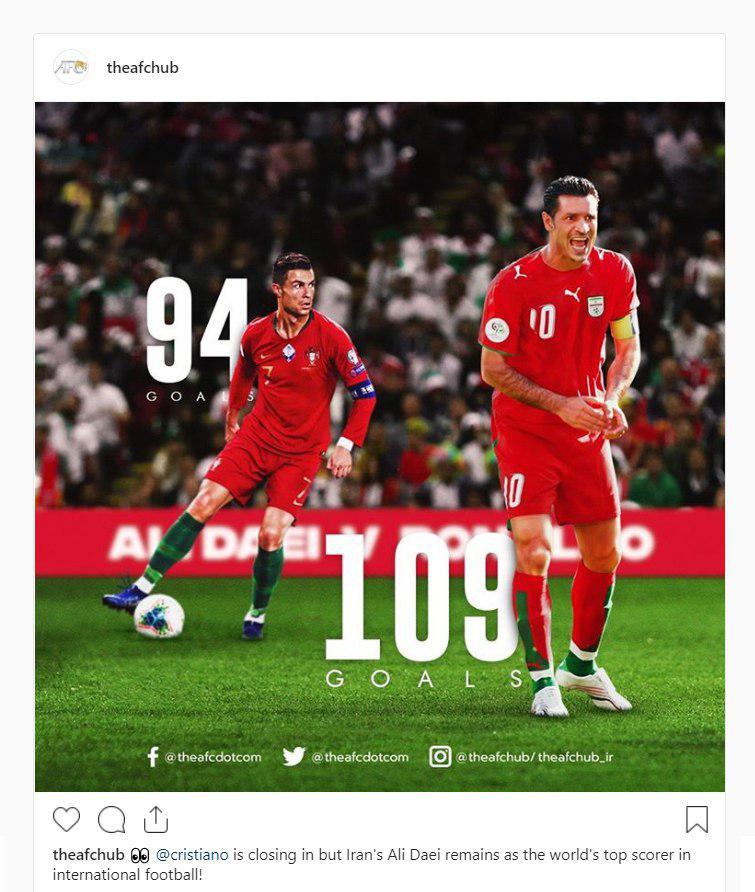 واکنش AFC به نزدیک شدن رونالدو به رکورد دایی