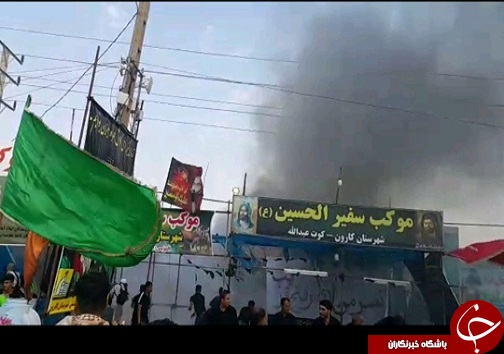مهار آتش سوزی  در یکی از مواکب مرزشلمچه