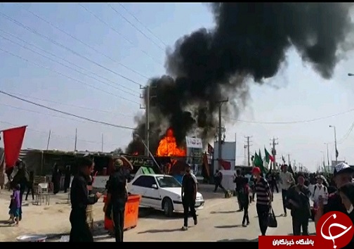 مهار آتش سوزی  در یکی از مواکب مرزشلمچه