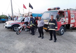 استقرار تیم‌های واکنش سریع آتش نشانی اهواز در جاده حمیدیه