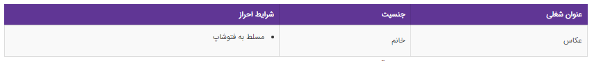 استخدام عکاس در یک مرکز معتبر