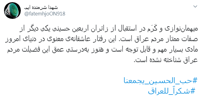 #شكرا_للعراق/ تشکر زوار اربعین ازمهمان&zwnj;نوازی جانانه عراقی&zwnj;ها