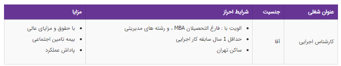 استخدام کارشناس اجرایی در یک شرکت بین المللی معتبر