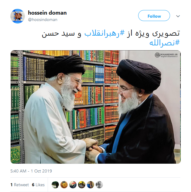 واکنش کاربران به تصویر تازه منتشر شده از سید حسن نصرالله و رهبری در کتاب خانه