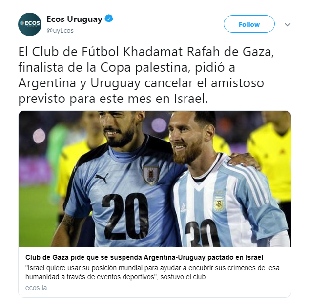 درخواست فلسطینی&zwnj;ها از یاران مسی برای لغو بازی در سرزمین&zwnj;های اشغالی