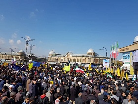 نمایش جلوه حضور مردم استان همدان در راهپیمایی ۱۳ آبان