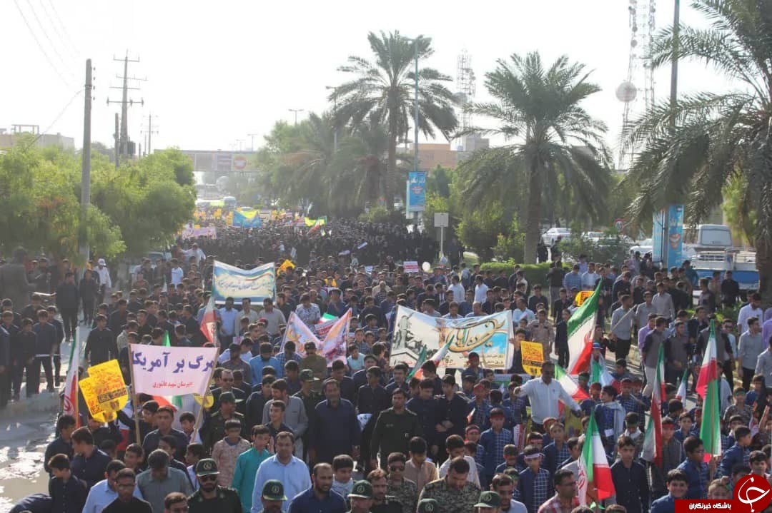 تصاویری از راهیپمایی ۱۳ آبان در برخی شهرهای استان بوشهر