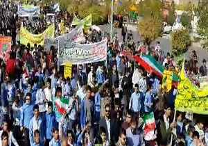 راهپیمایی باشکوه ۱۳ آبان در «زیرکوه» + فیلم