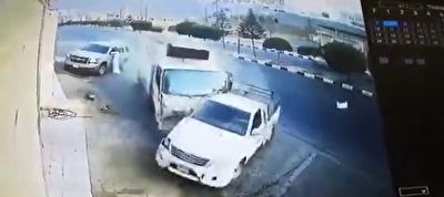 تصادف با خاور به دلیل دور زدن ناشیانه وانت + فیلم