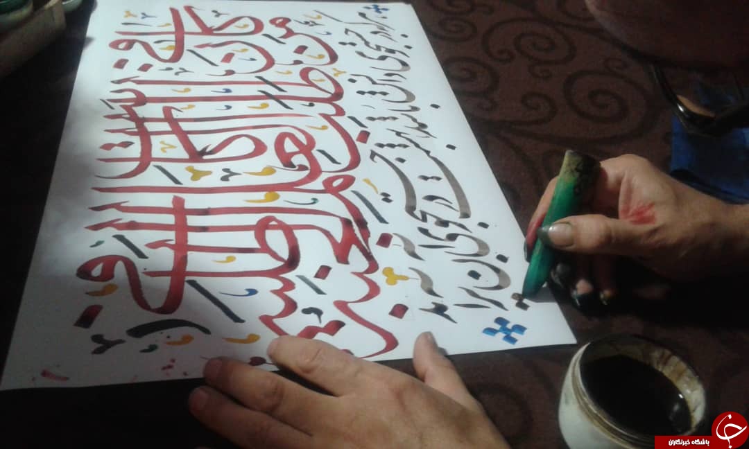 خوشنویسی با ناخن به مناسبت میلاد پیامبر اکرم (ص)