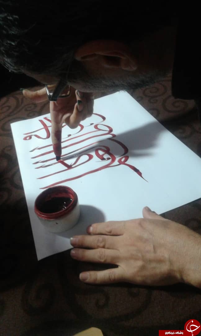 خوشنویسی با ناخن به مناسبت میلاد پیامبر اکرم (ص)