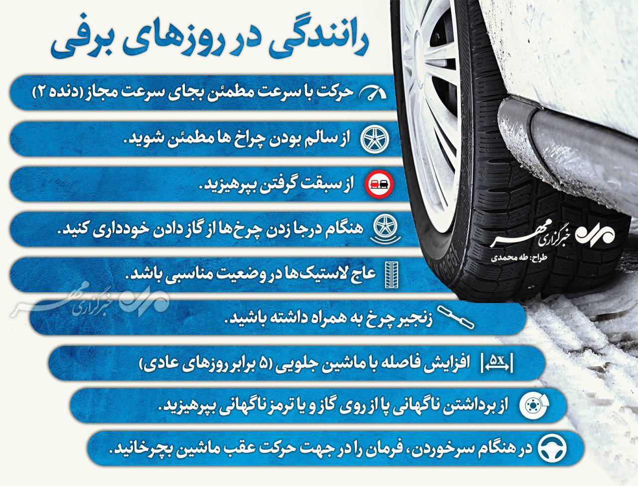 چگونه در روزهای برفی رانندگی کنیم؟ +اینفو گرافیک