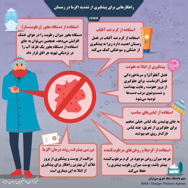 راهکار&zwnj;هایی برای پیشگیری از تشدید اگزما در زمستان +اینفوگرافیک