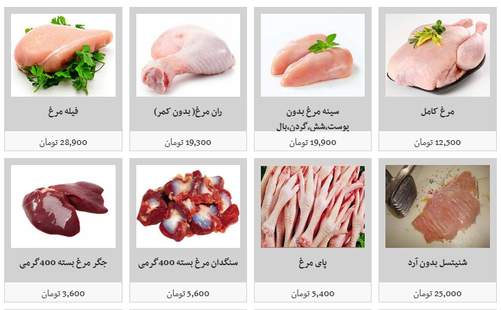انواع گوشت مرغ،قطعه بندی و بسته بندی را در غرفه های تره بار چند بخریم؟ + قیمت