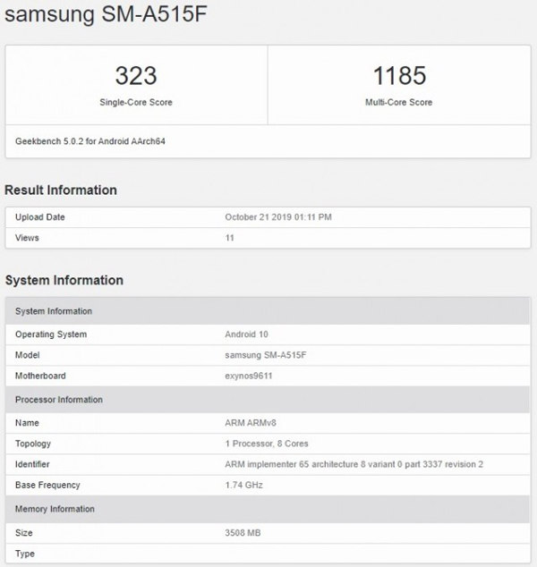 مشخصات کلیدی Galaxy A51 سامسونگ لو رفت