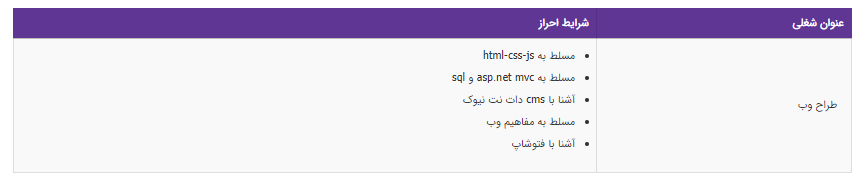 استخدام طراح وب در یک شرکت معتبر