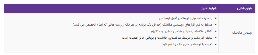 استخدام مهندس مکانیک در یک شرکت معتبر مهندسی