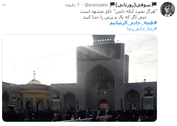#همه_خادم_الرضاییم / ما را کبوترانه وفادار کرده است؛ آزاد کرده است و گرفتار کرده است