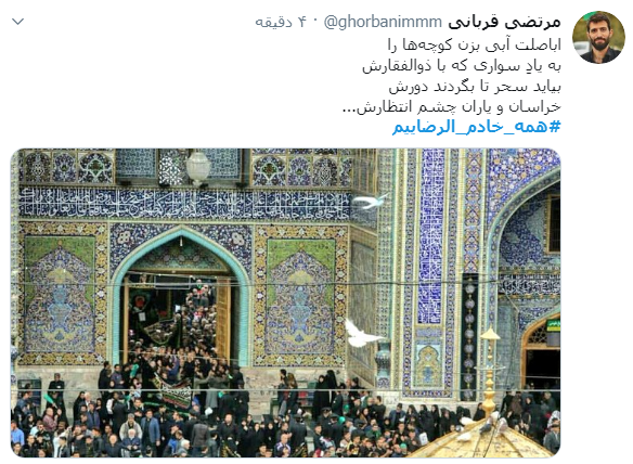 #همه_خادم_الرضاییم / ما را کبوترانه وفادار کرده است؛ آزاد کرده است و گرفتار کرده است