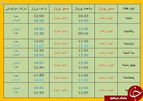 پرواز&zwnj;های جمعه اول آذرماه فرودگاه&zwnj;های مازندران