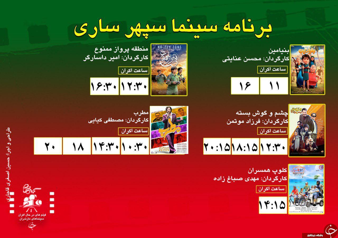 برنامه اکران سینما&zwnj;های مازندران