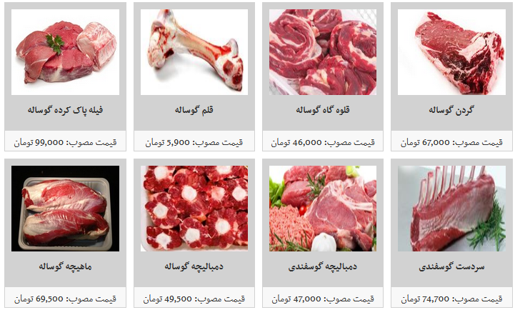 انواع گوشت تازه گوساله و گوسفندی وارداتی در غرفه های تره بار چند قیمت است؟