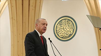 تلاوت قرآن توسط اردوغان در مراسم افتتاح مسجد کمبریج قرآن + فیلم