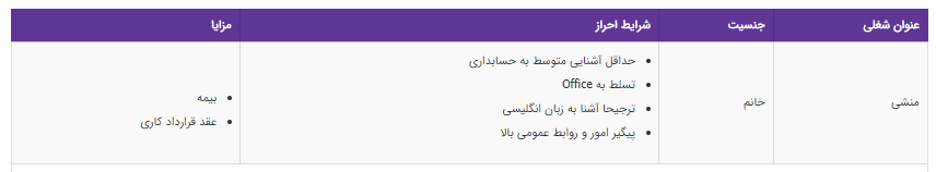 استخدام منشی در یک  شرکت معتبر
