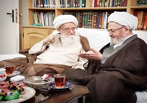 دیدار آیت‌الله سبحانی با آیت‌الله صافی گلپایگانی