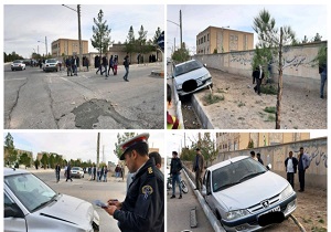 برخورد دو دستگاه خودرو در شهر حاجی آباد