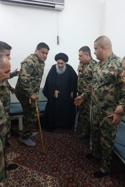 دیدار مجروحان ارتش عراق و حشد شعبی با آیت&zwnj;الله سیستانی