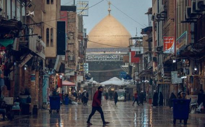 حال و هوای بارانی و دلنشین حرم مطهر حضرت علی(ع)