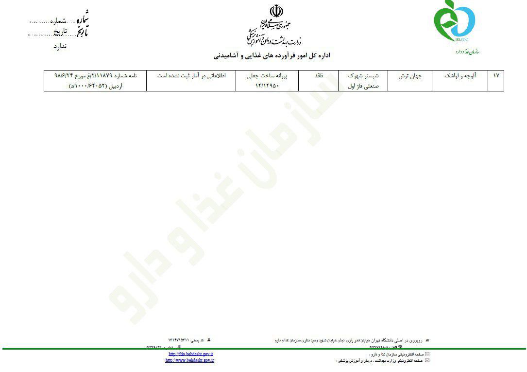 لیست فرآورده&zwnj;های غذایی و آشامیدنی غیرمجاز اعلام شد